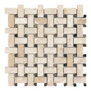 Basketweave Emilia Beige Marble Polished Mosaic