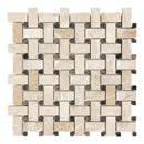 Basketweave Emilia Beige Marble Honed Mosaic