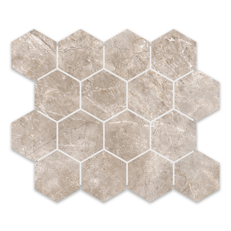 3" Azra Terra Taupe Matte Porcelain Mosaic Final Sale