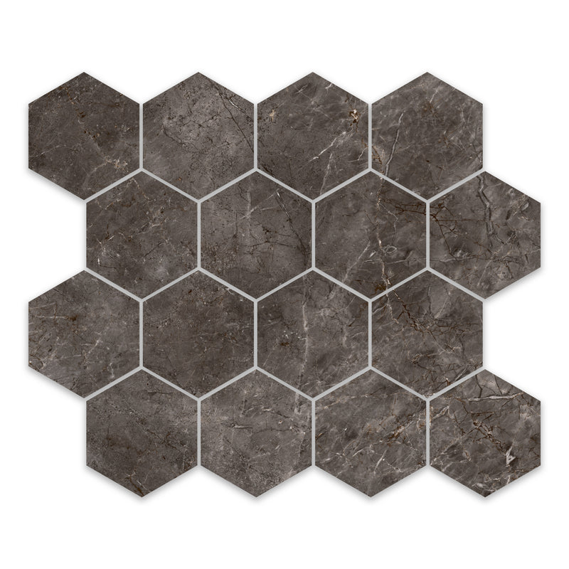 3" Azra Terra Gray Stone Matte Porcelain Mosaic Final Sale