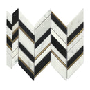 Artistic Chevron English Statuario & Black Valentina with Gold Accent Marble Pol Mosaic Final Sal