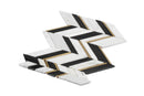 Artistic Chevron English Statuario & Black Valentina with Gold Accent Marble Pol Mosaic Final Sal