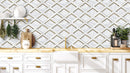 Artistic Bianco Quadro Marble w/ Gold Accent Polished Mosaic Final Sale