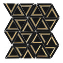 3.5" Artistic Valentine Black Triangulo Marble w/ Gold Accent Polished Mosaic Final Sale