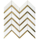 2x4 Artistic Bianco Chevron Marble w/ Gold Accent Polished Mosaic Final Sale